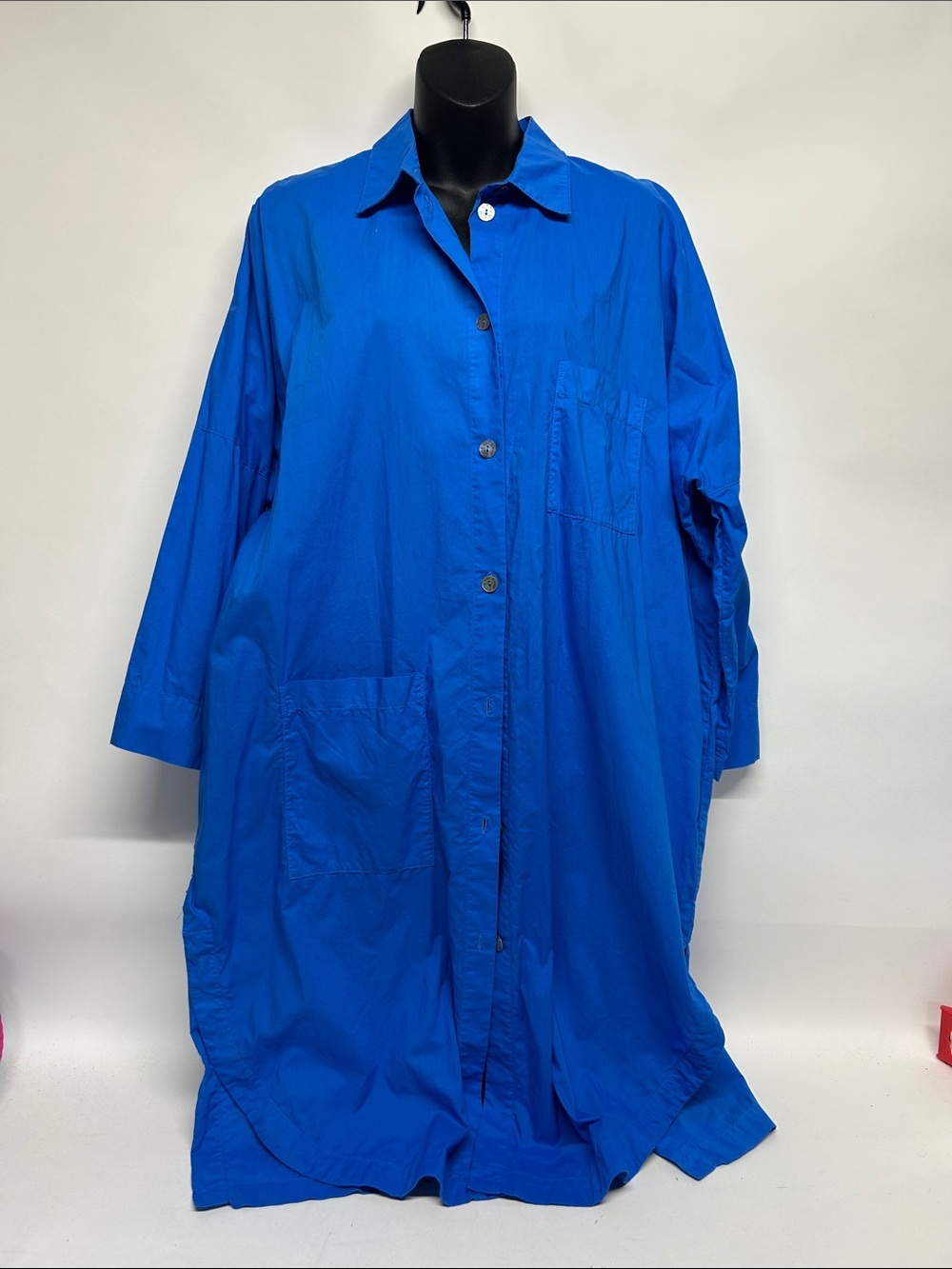 Bright Royal Blue Button-Up Long Shirt Dress Bitte Kai Rand size 2X 100% cotton